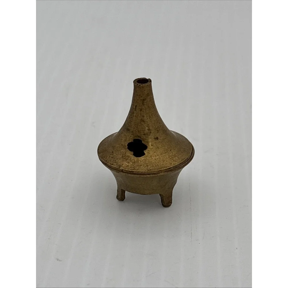 Vintage Incense Brass Temple Cone Burning Chimney w/ Feet